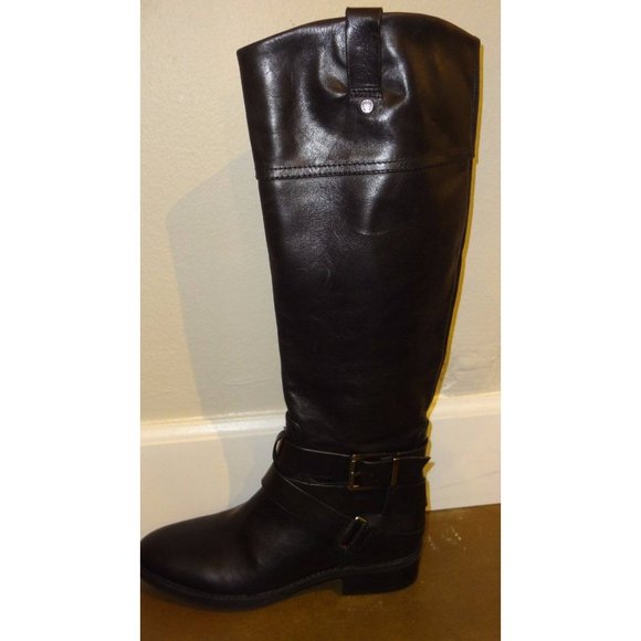 🆕 VINCE CAMUTO Pazell Tall Knee High Buckle Riding Boot Black 5 - Picture 5 of 10